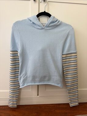 Frankie’s Bikinis Cashmere Top with Striped Sleeves
